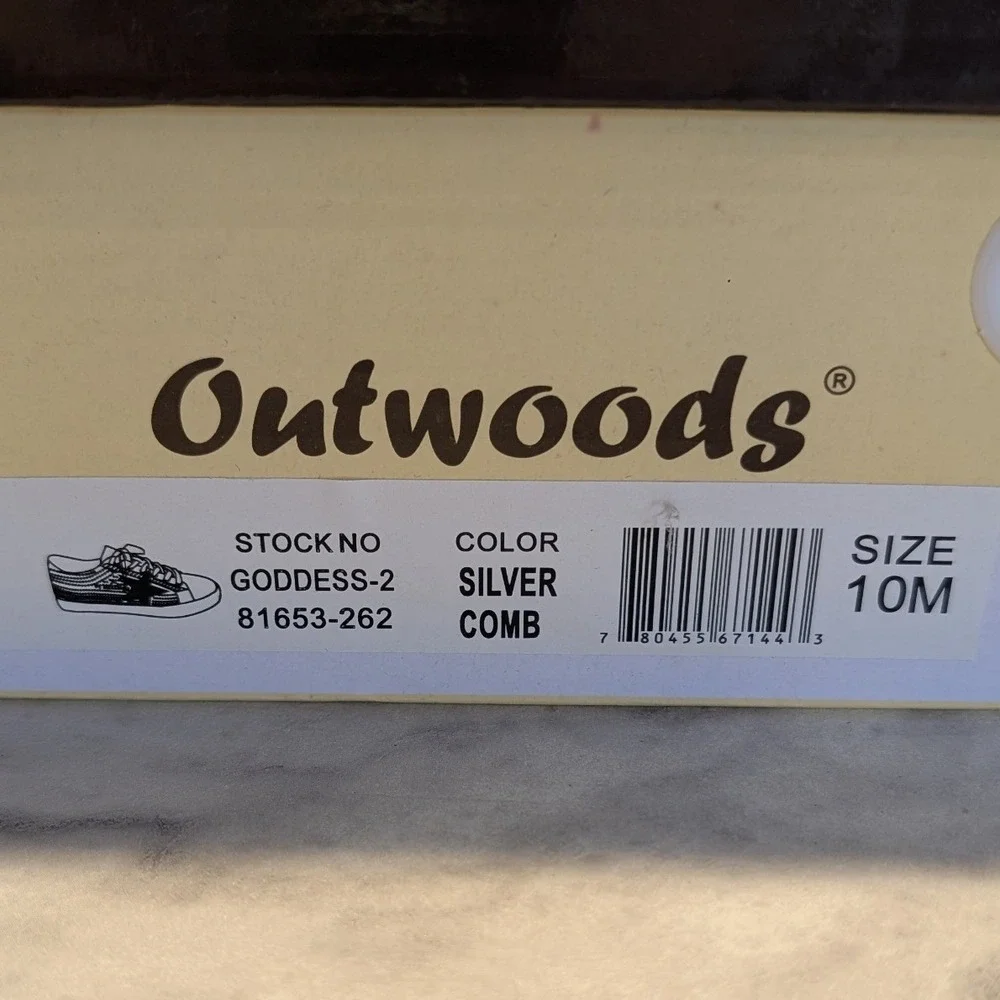 Outwoods Goddess-2 Sneakers Wo 10 White Silver New Rhinestone Glitter Star Shoes